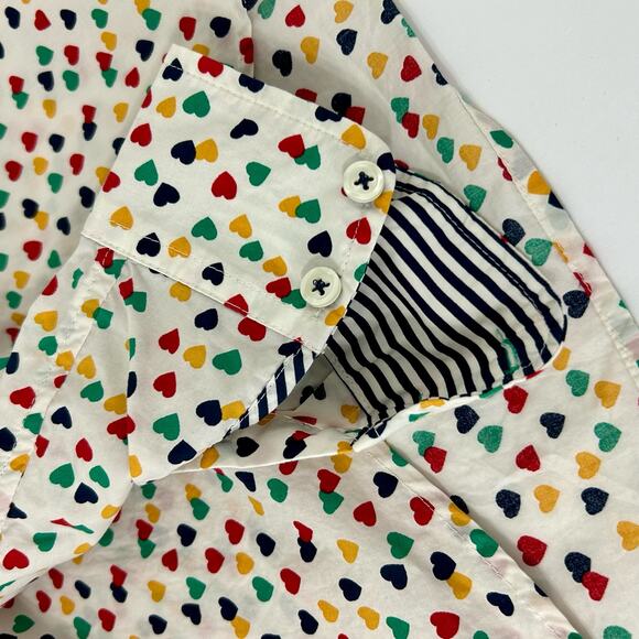 Talbots Hearts Button up Shirt 0X Plus Women Colorful Blue Red Long Sleeve - Picture 6 of 12